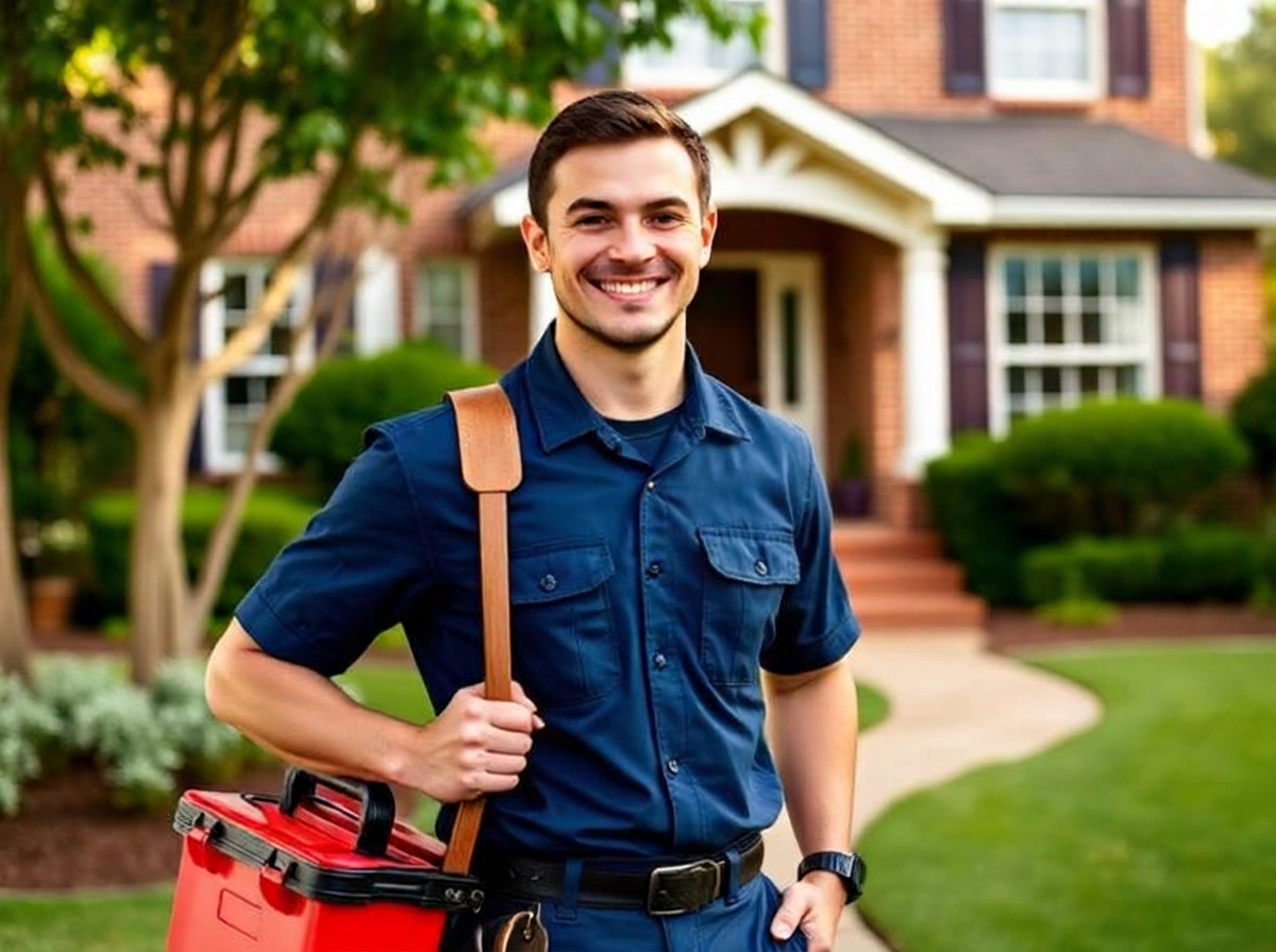 Friendly local home services professional with toolbox